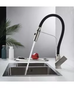 RUBINETTO CUCINA "PORTLAND" MONOCOMANDO IN ACCIAIO SPAZZOLATO